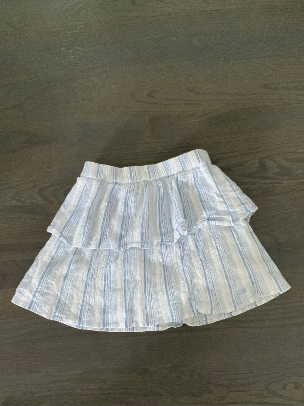 Vineyard Vines Blue & White Striped Ruffle Mini Skirt
